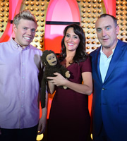 Live At The Apollo. Image shows from L to R: Rob Beckett, Nina Conti, Jimeoin. Copyright: Open Mike Productions. Live At The Apollo. Image shows from L to R: Rob Beckett, Nina Conti, Jimeoin. Copyright: Open Mike Productions.