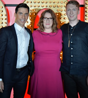Live At The Apollo. Image shows from L to R: Russell Kane, Sarah Millican, Joe Lycett. Copyright: Open Mike Productions. Live At The Apollo. Image shows from L to R: Russell Kane, Sarah Millican, Joe Lycett. Copyright: Open Mike Productions.
