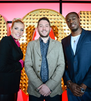 Live At The Apollo. Image shows from L to R: Sara Pascoe, Jon Richardson, Nathan Caton. Copyright: Open Mike Productions. Live At The Apollo. Image shows from L to R: Sara Pascoe, Jon Richardson, Nathan Caton. Copyright: Open Mike Productions.