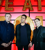 Live At The Apollo. Image shows from L to R: Miles Jupp, Danny Bhoy, Simon Brodkin. Copyright: Open Mike Productions. Live At The Apollo. Image shows from L to R: Miles Jupp, Danny Bhoy, Simon Brodkin. Copyright: Open Mike Productions.