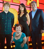 Live At The Apollo. Image shows from L to R: Josh Widdicombe, Tanyalee Davis, Nina Conti, Hal Cruttenden. Copyright: Open Mike Productions. Live At The Apollo. Image shows from L to R: Josh Widdicombe, Tanyalee Davis, Nina Conti, Hal Cruttenden. Copyright: Open Mike Productions.