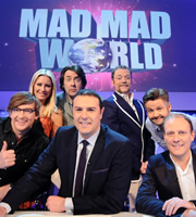 Mad Mad World. Image shows from L to R: Rhys Darby, Denise Van Outen, Jonathan Ross, Paddy McGuinness, Rufus Hound, Rob Rouse, Antony Cotton. Copyright: Roughcut Television. Mad Mad World. Image shows from L to R: Rhys Darby, Denise Van Outen, Jonathan Ross, Paddy McGuinness, Rufus Hound, Rob Rouse, Antony Cotton. Copyright: Roughcut Television.
