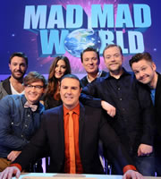 Mad Mad World. Image shows from L to R: Gino D'Acampo, Rhys Darby, Lisa Snowdon, Paddy McGuinness, Martin Kemp, Rufus Hound, Rob Rouse. Copyright: Roughcut Television. Mad Mad World. Image shows from L to R: Gino D'Acampo, Rhys Darby, Lisa Snowdon, Paddy McGuinness, Martin Kemp, Rufus Hound, Rob Rouse. Copyright: Roughcut Television.