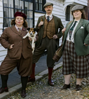 Mapp & Lucia. Image shows from L to R: Ursula 'Ursy' Pillson (Joanna Scanlan), Major Benjamin 'Benjy' Flint (Mark Gatiss), Hermione 'Hermy' Pillson (Katy Brand). Copyright: BBC. Mapp & Lucia. Image shows from L to R: Ursula 'Ursy' Pillson (Joanna Scanlan), Major Benjamin 'Benjy' Flint (Mark Gatiss), Hermione 'Hermy' Pillson (Katy Brand). Copyright: BBC.