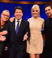 The Michael McIntyre Chat Show. Image shows from L to R: Ray Winstone, Michael McIntyre, Holly Willoughby, Steven Frayne. Copyright: Open Mike Productions. The Michael McIntyre Chat Show. Image shows from L to R: Ray Winstone, Michael McIntyre, Holly Willoughby, Steven Frayne. Copyright: Open Mike Productions.