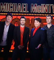 Michael McIntyre's Comedy Roadshow. Image shows from L to R: Stewart Francis, Mark Watson, Michael McIntyre, Rhod Gilbert. Copyright: Open Mike Productions. Michael McIntyre's Comedy Roadshow. Image shows from L to R: Stewart Francis, Mark Watson, Michael McIntyre, Rhod Gilbert. Copyright: Open Mike Productions.