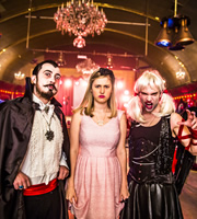 The Midnight Beast. Image shows from L to R: Dru (Andrew Wakely), Hope (Ria Zmitrowicz), Ash (Ashley Horne). Copyright: Warp Films / Cuba Comedy. The Midnight Beast. Image shows from L to R: Dru (Andrew Wakely), Hope (Ria Zmitrowicz), Ash (Ashley Horne). Copyright: Warp Films / Cuba Comedy.