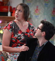 Miranda. Image shows from L to R: Miranda (Miranda Hart), Mike (Bo Poraj). Copyright: BBC. Miranda. Image shows from L to R: Miranda (Miranda Hart), Mike (Bo Poraj). Copyright: BBC.