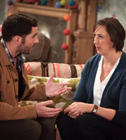 Miranda. Image shows from L to R: Gary (Tom Ellis), Miranda (Miranda Hart). Copyright: BBC. Miranda. Image shows from L to R: Gary (Tom Ellis), Miranda (Miranda Hart). Copyright: BBC.