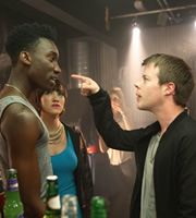 Misfits. Image shows from L to R: Curtis (Nathan Stewart-Jarrett), Sam (Anna Koval), Danny (Stephen Wight). Copyright: Clerkenwell Films. Misfits. Image shows from L to R: Curtis (Nathan Stewart-Jarrett), Sam (Anna Koval), Danny (Stephen Wight). Copyright: Clerkenwell Films.