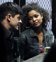 Misfits. Image shows from L to R: Simon (Iwan Rheon), Alisha (Antonia Thomas). Copyright: Clerkenwell Films. Misfits. Image shows from L to R: Simon (Iwan Rheon), Alisha (Antonia Thomas). Copyright: Clerkenwell Films.