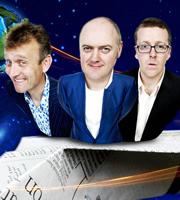 Mock The Week. Image shows from L to R: Hugh Dennis, Dara O Briain, Frankie Boyle. Copyright: Angst Productions. Mock The Week. Image shows from L to R: Hugh Dennis, Dara O Briain, Frankie Boyle. Copyright: Angst Productions.