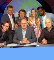 Mock The Week. Image shows from L to R: Ed Byrne, Hugh Dennis, Milton Jones, Dara O Briain, Katherine Ryan, Romesh Ranganathan, Andy Parsons. Copyright: Angst Productions. Mock The Week. Image shows from L to R: Ed Byrne, Hugh Dennis, Milton Jones, Dara O Briain, Katherine Ryan, Romesh Ranganathan, Andy Parsons. Copyright: Angst Productions.