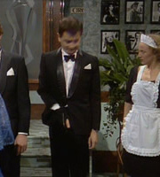 Mr. Bean. Image shows from L to R: Mr. Bean (Rowan Atkinson), Irma Gobb (Matilda Ziegler). Copyright: Tiger Aspect Productions. Mr. Bean. Image shows from L to R: Mr. Bean (Rowan Atkinson), Irma Gobb (Matilda Ziegler). Copyright: Tiger Aspect Productions.
