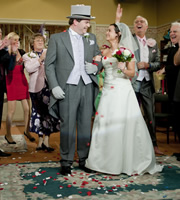 Mrs. Brown's Boys. Image shows from L to R: Dermot Brown (Paddy Houlihan), Maria Nicholson / Brown (Fiona O'Carroll). Copyright: BBC / BocPix. Mrs. Brown's Boys. Image shows from L to R: Dermot Brown (Paddy Houlihan), Maria Nicholson / Brown (Fiona O'Carroll). Copyright: BBC / BocPix.