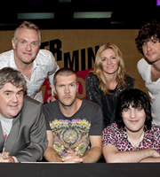 Never Mind The Buzzcocks. Image shows from L to R: Phill Jupitus, Greg Davies, Rhod Gilbert, Gabby Logan, Noel Fielding, Jeremy Reynolds. Copyright: TalkbackThames / BBC. Never Mind The Buzzcocks. Image shows from L to R: Phill Jupitus, Greg Davies, Rhod Gilbert, Gabby Logan, Noel Fielding, Jeremy Reynolds. Copyright: TalkbackThames / BBC.