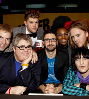 Never Mind The Buzzcocks. Image shows from L to R: Donal MacIntyre, Phill Jupitus, Daniel Merriweather, Mark Watson, Shingai Shoniwa, Tim Minchin, Noel Fielding. Copyright: TalkbackThames / BBC. Never Mind The Buzzcocks. Image shows from L to R: Donal MacIntyre, Phill Jupitus, Daniel Merriweather, Mark Watson, Shingai Shoniwa, Tim Minchin, Noel Fielding. Copyright: TalkbackThames / BBC.