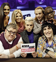 Never Mind The Buzzcocks. Image shows from L to R: Alesha Dixon, Phill Jupitus, Mollie King, Mark Ronson, Paul Foot, Noel Fielding, Tinie. Copyright: TalkbackThames / BBC. Never Mind The Buzzcocks. Image shows from L to R: Alesha Dixon, Phill Jupitus, Mollie King, Mark Ronson, Paul Foot, Noel Fielding, Tinie. Copyright: TalkbackThames / BBC.