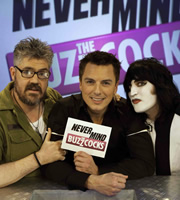 Never Mind The Buzzcocks. Image shows from L to R: Phill Jupitus, John Barrowman, Noel Fielding. Copyright: TalkbackThames / BBC. Never Mind The Buzzcocks. Image shows from L to R: Phill Jupitus, John Barrowman, Noel Fielding. Copyright: TalkbackThames / BBC.