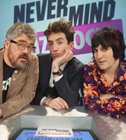 Never Mind The Buzzcocks. Image shows from L to R: Phill Jupitus, Nick Grimshaw, Noel Fielding. Copyright: TalkbackThames / BBC. Never Mind The Buzzcocks. Image shows from L to R: Phill Jupitus, Nick Grimshaw, Noel Fielding. Copyright: TalkbackThames / BBC.