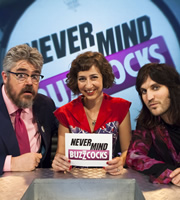 Never Mind The Buzzcocks. Image shows from L to R: Phill Jupitus, Kristen Schaal, Noel Fielding. Copyright: TalkbackThames / BBC. Never Mind The Buzzcocks. Image shows from L to R: Phill Jupitus, Kristen Schaal, Noel Fielding. Copyright: TalkbackThames / BBC.
