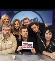 Never Mind The Buzzcocks. Image shows from L to R: Gabby Logan, Phill Jupitus, Roisin Conaty, Rhod Gilbert, Professor Green, Matt Healy, Noel Fielding. Copyright: TalkbackThames / BBC. Never Mind The Buzzcocks. Image shows from L to R: Gabby Logan, Phill Jupitus, Roisin Conaty, Rhod Gilbert, Professor Green, Matt Healy, Noel Fielding. Copyright: TalkbackThames / BBC.