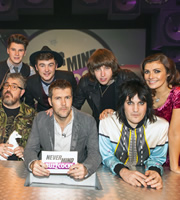 Never Mind The Buzzcocks. Image shows from L to R: Phill Jupitus, Charley Bagnall, Jake Roche, Rhod Gilbert, Van McCann, Noel Fielding, Kym Marsh. Copyright: TalkbackThames / BBC. Never Mind The Buzzcocks. Image shows from L to R: Phill Jupitus, Charley Bagnall, Jake Roche, Rhod Gilbert, Van McCann, Noel Fielding, Kym Marsh. Copyright: TalkbackThames / BBC.