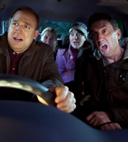 Not Going Out. Image shows from L to R: Tim (Tim Vine), Lucy (Sally Bretton), Daisy (Katy Wix), Lee (Lee Mack). Copyright: Avalon Television / Arlo Productions. Not Going Out. Image shows from L to R: Tim (Tim Vine), Lucy (Sally Bretton), Daisy (Katy Wix), Lee (Lee Mack). Copyright: Avalon Television / Arlo Productions.
