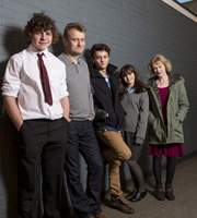 Outnumbered. Image shows from L to R: Ben (Daniel Roche), Pete (Hugh Dennis), Jake (Tyger Drew-Honey), Karen (Ramona Marquez), Sue (Claire Skinner). Copyright: Hat Trick Productions. Outnumbered. Image shows from L to R: Ben (Daniel Roche), Pete (Hugh Dennis), Jake (Tyger Drew-Honey), Karen (Ramona Marquez), Sue (Claire Skinner). Copyright: Hat Trick Productions.