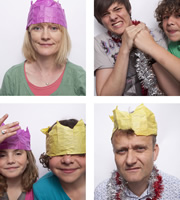 Outnumbered. Image shows from L to R: Sue (Claire Skinner), Karen (Ramona Marquez), Ben (Daniel Roche), Jake (Tyger Drew-Honey), Pete (Hugh Dennis). Copyright: Hat Trick Productions. Outnumbered. Image shows from L to R: Sue (Claire Skinner), Karen (Ramona Marquez), Ben (Daniel Roche), Jake (Tyger Drew-Honey), Pete (Hugh Dennis). Copyright: Hat Trick Productions.