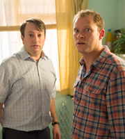 Peep Show. Image shows from L to R: Mark Corrigan (David Mitchell), Jeremy Usbourne (Robert Webb). Copyright: Objective Productions. Peep Show. Image shows from L to R: Mark Corrigan (David Mitchell), Jeremy Usbourne (Robert Webb). Copyright: Objective Productions.