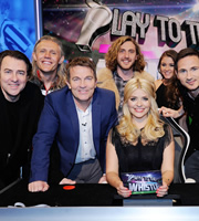 Play To The Whistle. Image shows from L to R: Jonathan Ross, Jimmy Bullard, Bradley Walsh, Seann Walsh, Holly Willoughby, Brooke Vincent, Frank Lampard. Copyright: Hungry Bear Media. Play To The Whistle. Image shows from L to R: Jonathan Ross, Jimmy Bullard, Bradley Walsh, Seann Walsh, Holly Willoughby, Brooke Vincent, Frank Lampard. Copyright: Hungry Bear Media.