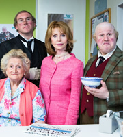 Pompidou. Image shows from L to R: Bella (Bella Emberg), Hove (Alex Macqueen), Posh Lady (Jane Asher), Pompidou (Matt Lucas). Copyright: John Stanley Productions. Pompidou. Image shows from L to R: Bella (Bella Emberg), Hove (Alex Macqueen), Posh Lady (Jane Asher), Pompidou (Matt Lucas). Copyright: John Stanley Productions.