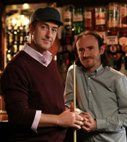 Pramface. Image shows from L to R: Alan Derbyshire (Angus Deayton), Keith Prince (Ben Crompton). Copyright: BBC / Little Comet. Pramface. Image shows from L to R: Alan Derbyshire (Angus Deayton), Keith Prince (Ben Crompton). Copyright: BBC / Little Comet.