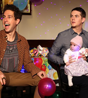Pramface. Image shows from L to R: Mike Fenton (Dylan Edwards), Jamie Prince (Sean Michael Verey). Copyright: BBC / Little Comet. Pramface. Image shows from L to R: Mike Fenton (Dylan Edwards), Jamie Prince (Sean Michael Verey). Copyright: BBC / Little Comet.