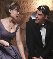Pramface. Image shows from L to R: Laura Derbyshire (Scarlett Alice Johnson), Guy (Paul Luebke). Copyright: BBC / Little Comet. Pramface. Image shows from L to R: Laura Derbyshire (Scarlett Alice Johnson), Guy (Paul Luebke). Copyright: BBC / Little Comet.