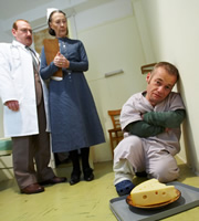 Psychoville. Image shows from L to R: Mr Jolly (Adrian Scarborough), Nurse Kenchington (Eileen Atkins), Robert Greenspan (Jason Tompkins). Copyright: BBC. Psychoville. Image shows from L to R: Mr Jolly (Adrian Scarborough), Nurse Kenchington (Eileen Atkins), Robert Greenspan (Jason Tompkins). Copyright: BBC.