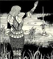 Aubrey Beardsley - How Sir Bedivere Cast the Sword Excalibur into the Water. Aubrey Beardsley - How Sir Bedivere Cast the Sword Excalibur into the Water.