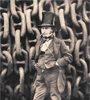 Isambard Kingdom Brunel against the launching chains of the Great Eastern at Millwall in 1857. Isambard Kingdom Brunel against the launching chains of the Great Eastern at Millwall in 1857.