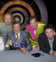 QI. Image shows from L to R: Bill Bailey, Stephen Fry, Barry Humphries, Rich Hall. Copyright: TalkbackThames. QI. Image shows from L to R: Bill Bailey, Stephen Fry, Barry Humphries, Rich Hall. Copyright: TalkbackThames.