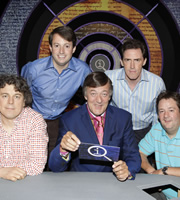 QI. Image shows from L to R: Alan Davies, David Mitchell, Stephen Fry, Rob Brydon, Johnny Vegas. Copyright: TalkbackThames. QI. Image shows from L to R: Alan Davies, David Mitchell, Stephen Fry, Rob Brydon, Johnny Vegas. Copyright: TalkbackThames.