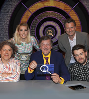 QI. Image shows from L to R: Alan Davies, Sara Pascoe, Stephen Fry, Adam Hills, Jack Whitehall. Copyright: TalkbackThames. QI. Image shows from L to R: Alan Davies, Sara Pascoe, Stephen Fry, Adam Hills, Jack Whitehall. Copyright: TalkbackThames.