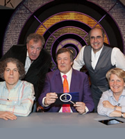 QI. Image shows from L to R: Alan Davies, Jeremy Clarkson, Stephen Fry, Danny Baker, Sandi Toksvig. Copyright: TalkbackThames. QI. Image shows from L to R: Alan Davies, Jeremy Clarkson, Stephen Fry, Danny Baker, Sandi Toksvig. Copyright: TalkbackThames.