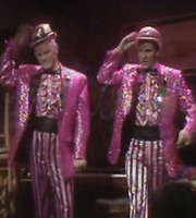 Red Dwarf. Image shows from L to R: Kryten (Robert Llewellyn), Rimmer (Chris Barrie). Copyright: Grant Naylor Productions / BBC. Red Dwarf. Image shows from L to R: Kryten (Robert Llewellyn), Rimmer (Chris Barrie). Copyright: Grant Naylor Productions / BBC.