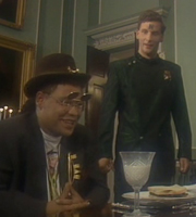 Red Dwarf. Image shows from L to R: Lister (Craig Charles), Rimmer (Chris Barrie). Copyright: Grant Naylor Productions / BBC. Red Dwarf. Image shows from L to R: Lister (Craig Charles), Rimmer (Chris Barrie). Copyright: Grant Naylor Productions / BBC.