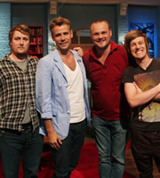 Richard Bacon's Beer & Pizza Club. Image shows from L to R: Tim Key, Richard Bacon, Al Murray, Chris Ramsey. Copyright: TalkbackThames. Richard Bacon's Beer & Pizza Club. Image shows from L to R: Tim Key, Richard Bacon, Al Murray, Chris Ramsey. Copyright: TalkbackThames.
