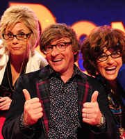 Ronna & Beverly. Image shows from L to R: Ronna (Jessica Chaffin), Rhys Darby, Beverly (Jamie Denbo). Copyright: Hat Trick Productions. Ronna & Beverly. Image shows from L to R: Ronna (Jessica Chaffin), Rhys Darby, Beverly (Jamie Denbo). Copyright: Hat Trick Productions.