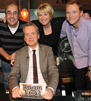 Room 101. Image shows from L to R: Danny Baker, Frank Skinner, Fern Britton, Robert Webb. Copyright: Hat Trick Productions. Room 101. Image shows from L to R: Danny Baker, Frank Skinner, Fern Britton, Robert Webb. Copyright: Hat Trick Productions.