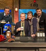 Room 101. Image shows from L to R: Henning Wehn, Frank Skinner, Caroline Quentin, Michael Ball. Copyright: Hat Trick Productions. Room 101. Image shows from L to R: Henning Wehn, Frank Skinner, Caroline Quentin, Michael Ball. Copyright: Hat Trick Productions.