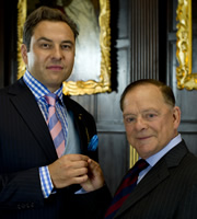 The Royal Bodyguard. Image shows from L to R: Sir Ambrose Hamilton (David Walliams), Captain Guy Hubble (David Jason). Copyright: Hat Trick Productions / Busby Productions. The Royal Bodyguard. Image shows from L to R: Sir Ambrose Hamilton (David Walliams), Captain Guy Hubble (David Jason). Copyright: Hat Trick Productions / Busby Productions.